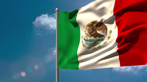 Mexico-national-flag-waving-on-flagpole