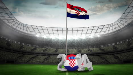 Bandera-Nacional-De-Croacia-Ondeando-En-El-Estadio-De-Fútbol