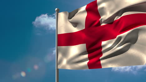 England-Nationalflagge-Weht-Am-Fahnenmast-