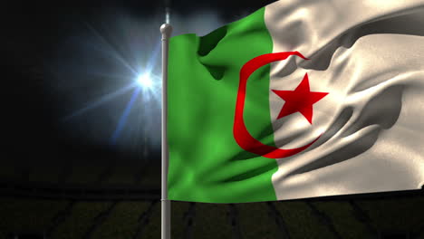 Bandera-Nacional-De-Argelia-Ondeando-En-Un-Asta-De-Bandera-