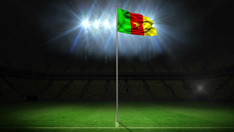 Cameroon-national-flag-waving-on-flagpole