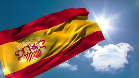 Bandera-Nacional-De-España-Ondeando-En-La-Brisa