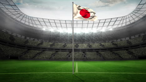 Japan-national-flag-waving-on-flagpole