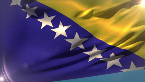 Gran-Bandera-Nacional-De-Bosnia-Ondeando-