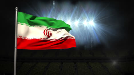 Iran-national-flag-waving-on-flagpole