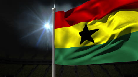 Bandera-Nacional-De-Ghana-Ondeando-En-Un-Asta-De-Bandera-
