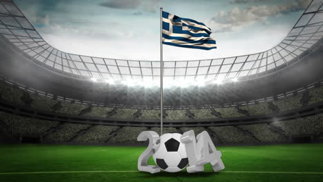 Bandera-Nacional-De-Grecia-Ondeando-En-Un-Asta-Con-Mensaje-De-2014