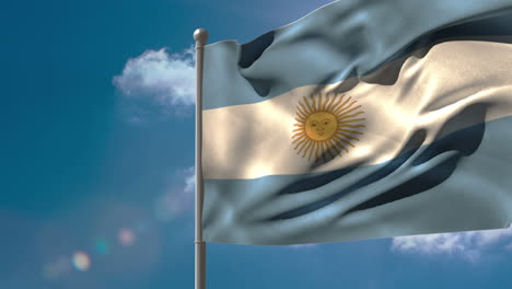 Bandera-Nacional-Argentina-Ondeando-En-El-Asta-De-La-Bandera-