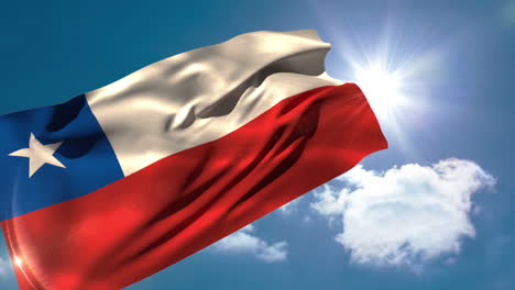 Bandera-Nacional-De-Chile-Ondeando-En-La-Brisa
