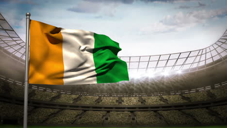 Ivory-coast-national-flag-waving-on-stadium-arena