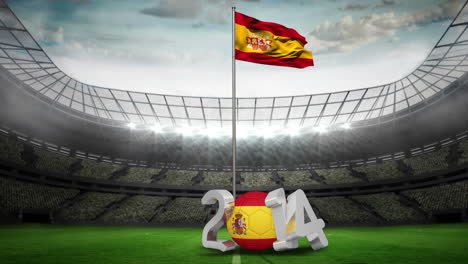 Spain-national-flag-waving-on-flagpole