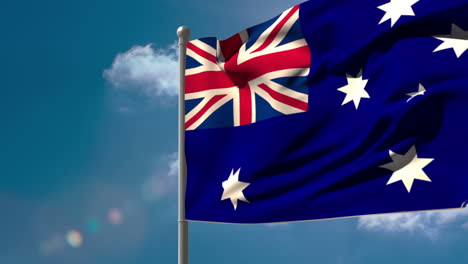 Australien-Nationalflagge-Weht-Am-Fahnenmast-