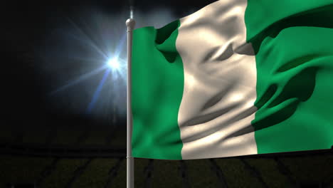 Bandera-Nacional-De-Nigeria-Ondeando-En-El-Asta-De-La-Bandera