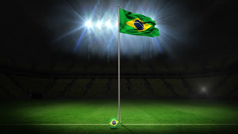 Brazil-national-flag-waving-on-flagpole-