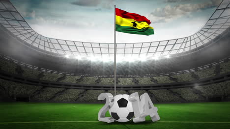 Ghana-national-flag-waving-on-flagpole-with-2014-message