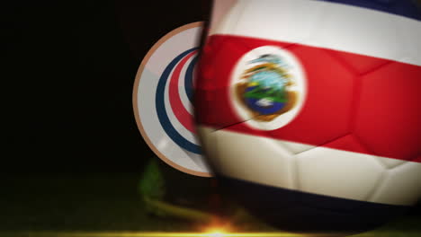 Football-Spieler-Kickt-Costa-Rica-Flagge-Ball