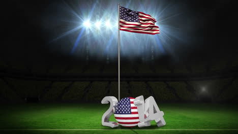United-States-of-America-national-flag-waving-on-football-pitch-with-message