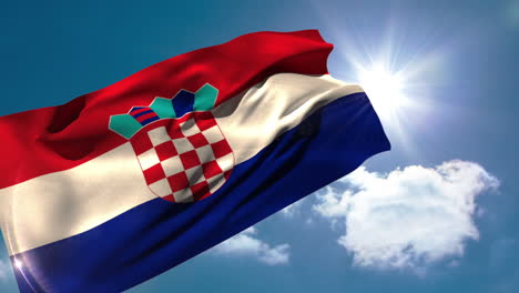 Bandera-Nacional-De-Croacia-Ondeando-En-La-Brisa