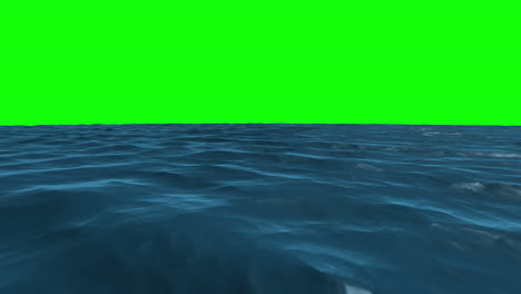 Still-blue-ocean-under-green-screen-sky-