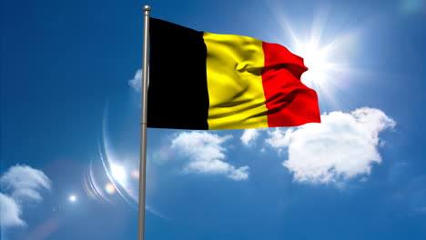 Belgische-Nationalflagge-Weht-Am-Fahnenmast-