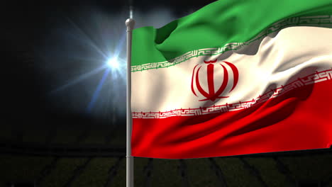 Iranische-Nationalflagge-Weht-Am-Fahnenmast