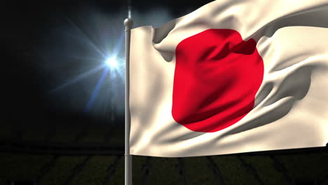 Japan-national-flag-waving-on-flagpole