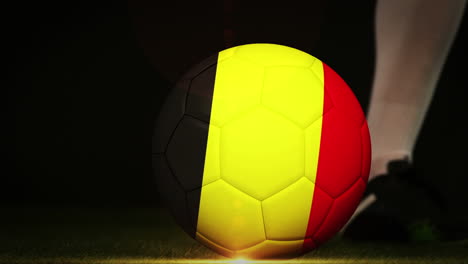 Jugador-De-Fútbol-Pateando-La-Pelota-De-Bandera-De-Bélgica