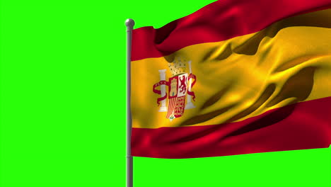 Bandera-Nacional-De-España-Ondeando-En-El-Asta-De-La-Bandera-