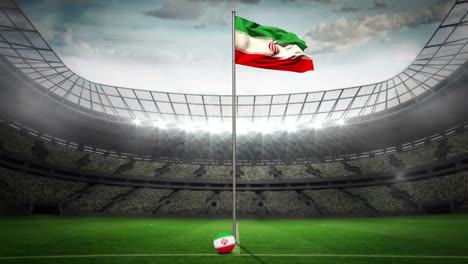 Iran-national-flag-waving-on-flagpole