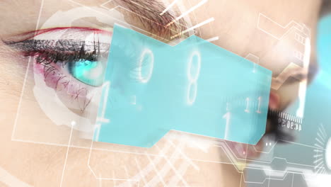 Eyes-looking-at-holographic-interface-with-binary-code