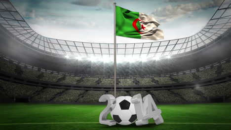 Algerien-Nationalflagge-Weht-Am-Fahnenmast-Mit-Der-Botschaft-„2014“