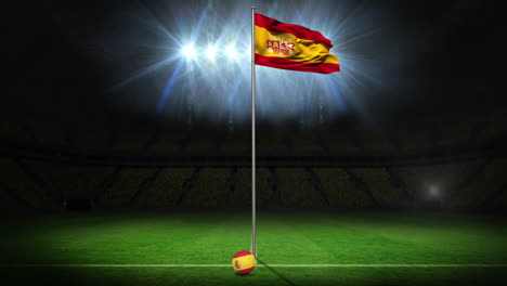 Spain-national-flag-waving-on-flagpole-