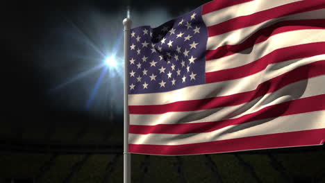Bandera-Nacional-De-Estados-Unidos-Ondeando-En-El-Asta-De-La-Bandera
