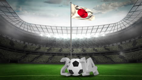 Bandera-Nacional-De-Japón-Ondeando-En-Un-Asta-Con-Mensaje-De-2014