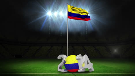Bandera-Nacional-De-Colombia-Ondeando-En-El-Campo-De-Fútbol-Con-Mensaje