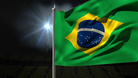 Brasilien-Nationalflagge-Weht-Am-Fahnenmast-