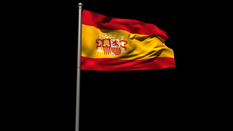 Bandera-Nacional-De-España-Ondeando-En-El-Asta-De-La-Bandera-