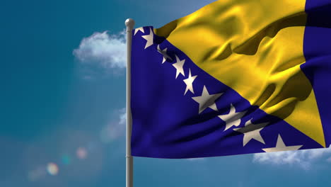 Bosnia-national-flag-waving-on-flagpole