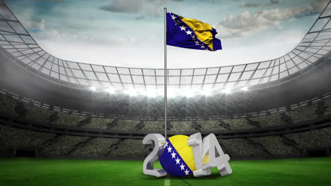 Bosnien-Und-Herzegowina-Nationalflagge-Weht-Im-Fußballstadion