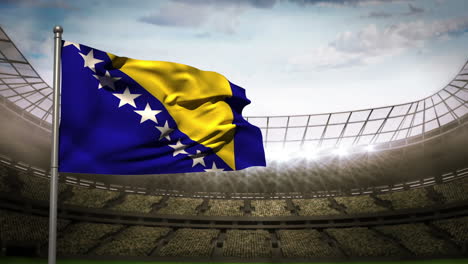 Bosnia-and-Herzegovina-national-flag-waving-on-stadium-arena