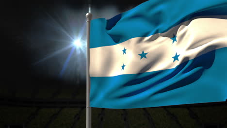 Bandera-Nacional-De-Honduras-Ondeando-En-El-Asta-De-La-Bandera