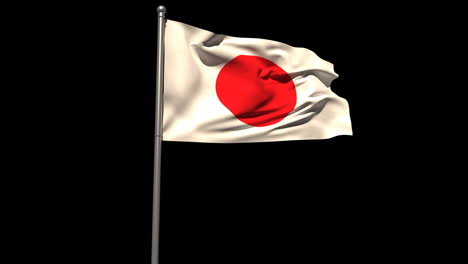 Japan-national-flag-waving-on-flagpole