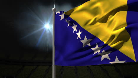 Bosnien-Nationalflagge-Weht-Am-Fahnenmast