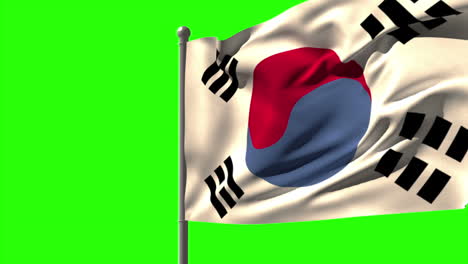 Bandera-Nacional-De-La-República-De-Corea-Ondeando-En-El-Asta-De-La-Bandera