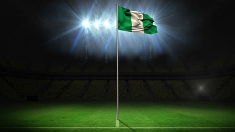 Bandera-Nacional-De-Nigeria-Ondeando-En-El-Asta-De-La-Bandera