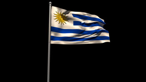 Bandera-Nacional-De-Uruguay-Ondeando-En-El-Asta-De-La-Bandera