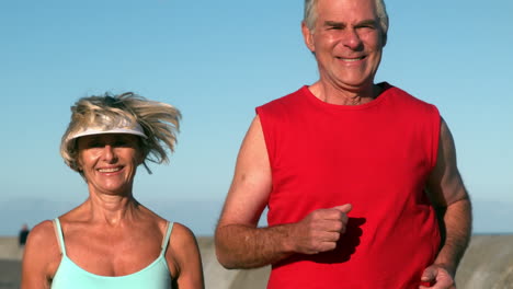 Senior-couple-jogging-on-a-sunny-day