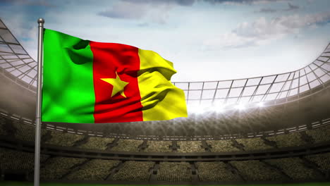 Cameroon-national-flag-waving-on-stadium-arena