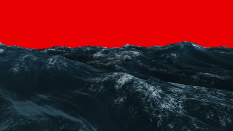Stormy-blue-ocean-under-red-screen-sky-