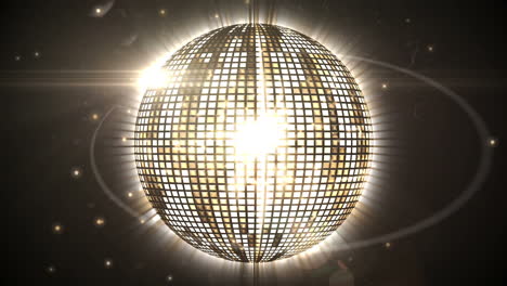 Shiny-gold-disco-ball-spinning-around